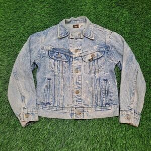 Vintage 80s LEE Riders Jean Jacket Womens XS/S Cropped Made In USA Acid Wash
